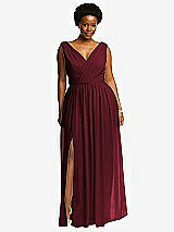 Front View Thumbnail - Cabernet Sleeveless Draped Chiffon Maxi Dress with Front Slit