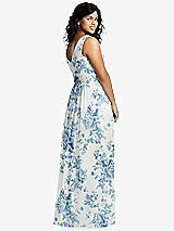 Alt View 2 Thumbnail - Cottage Rose Dusk Blue Sleeveless Draped Chiffon Maxi Dress with Front Slit