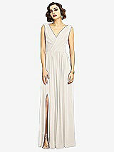 Alt View 3 Thumbnail - Ivory Sleeveless Draped Chiffon Maxi Dress with Front Slit