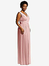 Alt View 1 Thumbnail - Rose Sleeveless Draped Chiffon Maxi Dress with Front Slit