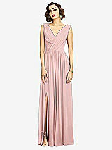 Alt View 3 Thumbnail - Rose Sleeveless Draped Chiffon Maxi Dress with Front Slit