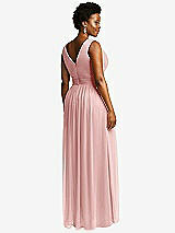 Rear View Thumbnail - Rose Sleeveless Draped Chiffon Maxi Dress with Front Slit