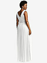 Rear View Thumbnail - White Sleeveless Draped Chiffon Maxi Dress with Front Slit