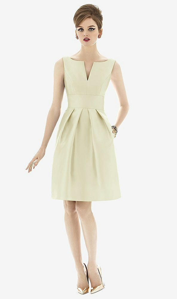 Front View - Butter Yellow Alfred Sung Bridesmaid Dress D654