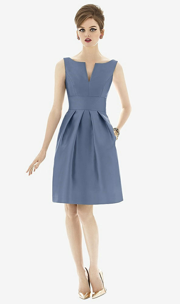 Front View - Larkspur Blue Alfred Sung Bridesmaid Dress D654