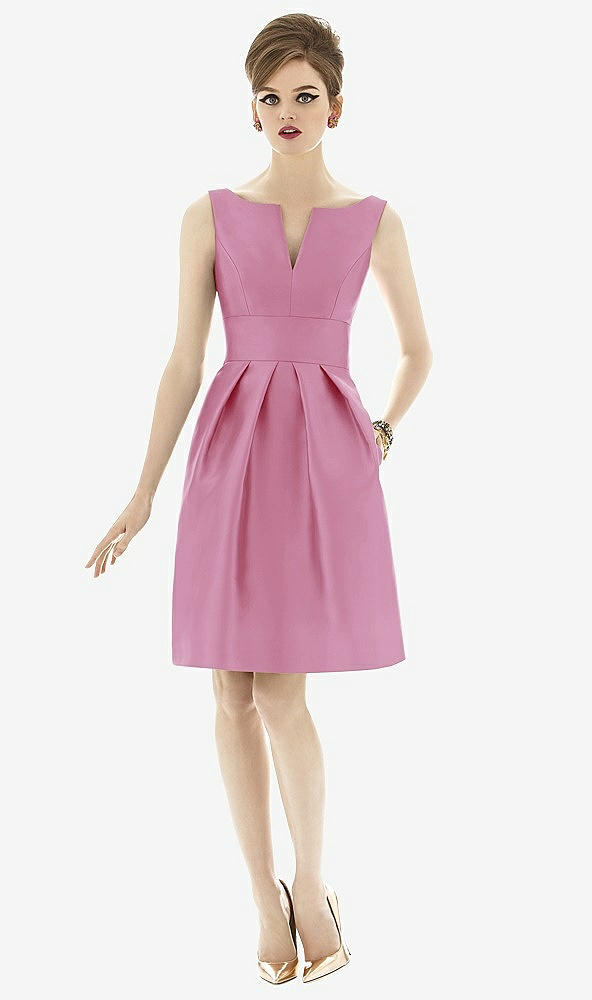 Front View - Powder Pink Alfred Sung Bridesmaid Dress D654