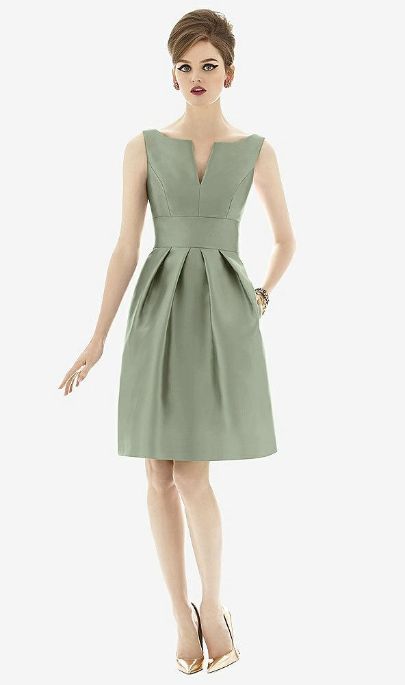 Front View - Sage Alfred Sung Bridesmaid Dress D654