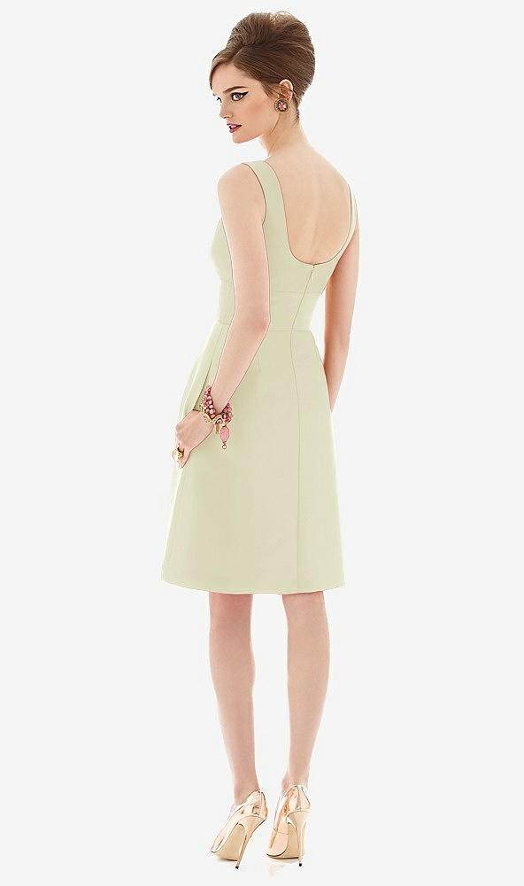 Back View - Butter Yellow Cocktail Sleeveless Satin Twill Dress
