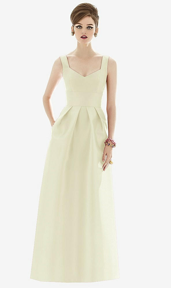 Front View - Butter Yellow Alfred Sung Bridesmaid Dress D659