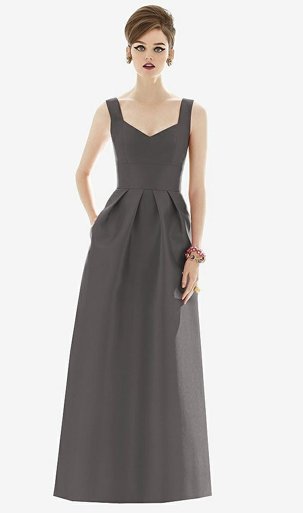 Front View - Caviar Gray Alfred Sung Bridesmaid Dress D659