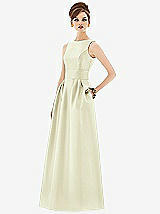 Front View Thumbnail - Butter Yellow Alfred Sung Open Back Satin Twill Gown D661