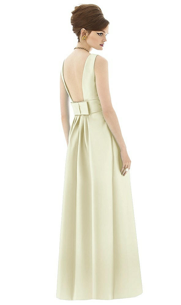 Back View - Butter Yellow Alfred Sung Open Back Satin Twill Gown D661