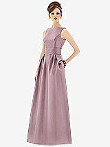 Front View Thumbnail - Dusty Rose Alfred Sung Open Back Satin Twill Gown D661
