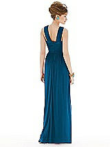 Rear View Thumbnail - Ocean Blue Maxi Chiffon Sleeveless Halter Dress