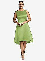 Front View Thumbnail - Mojito Bateau Neck Satin High Low Cocktail Dress