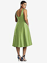 Rear View Thumbnail - Mojito Bateau Neck Satin High Low Cocktail Dress