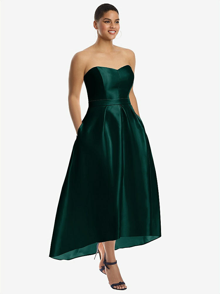 Strapless A-line Satin Bridesmaid Dress With Pockets In