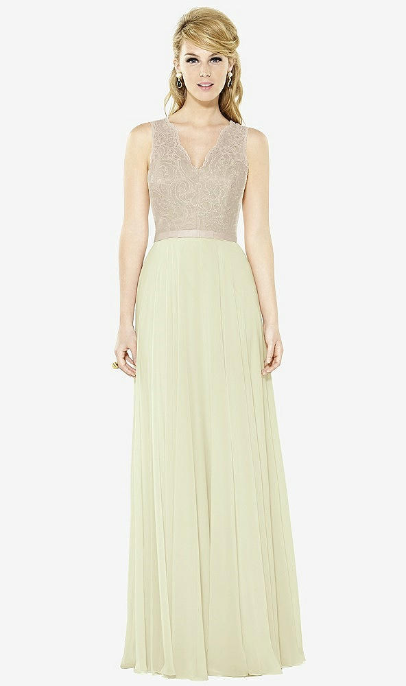 Front View - Butter Yellow & Cameo After Six Bridesmaid Dress 6715