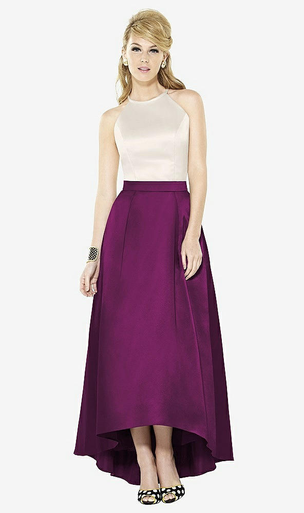 Front View - Wild Berry & Ivory After Six Bridesmaid Dress 6718