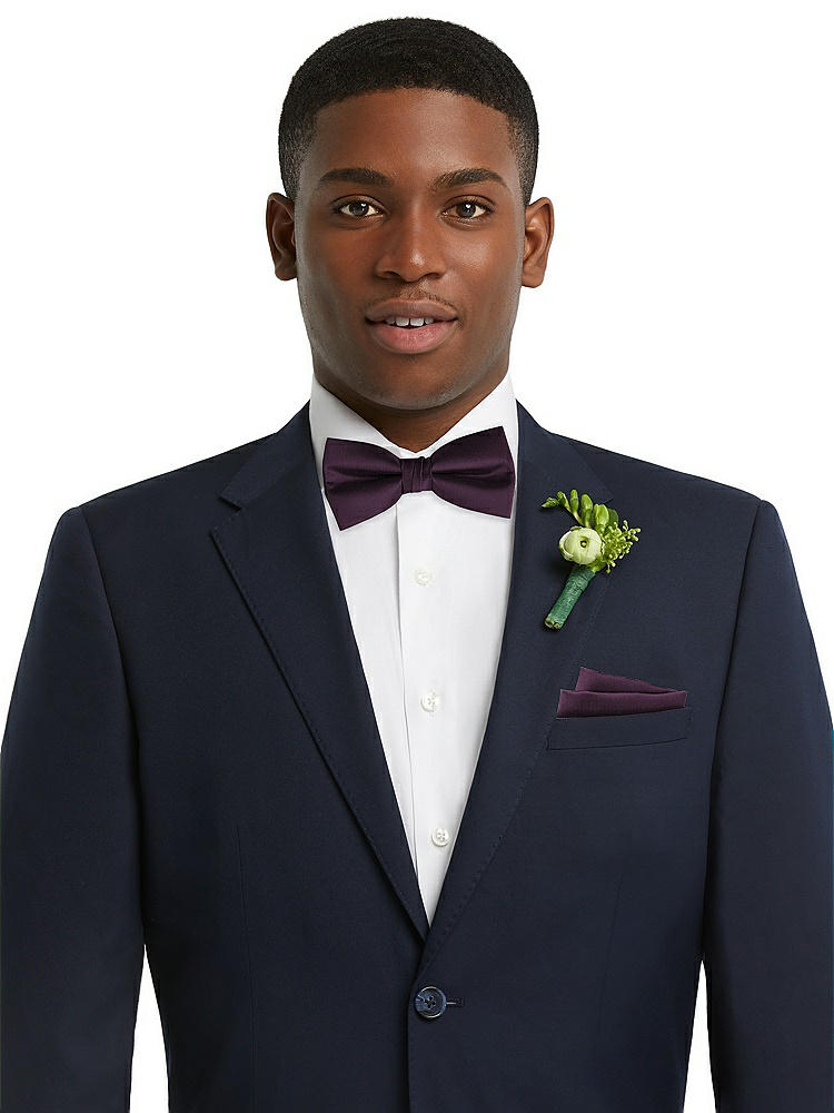 Front View - Aubergine Classic Yarn-Dyed Bow Ties by After Six