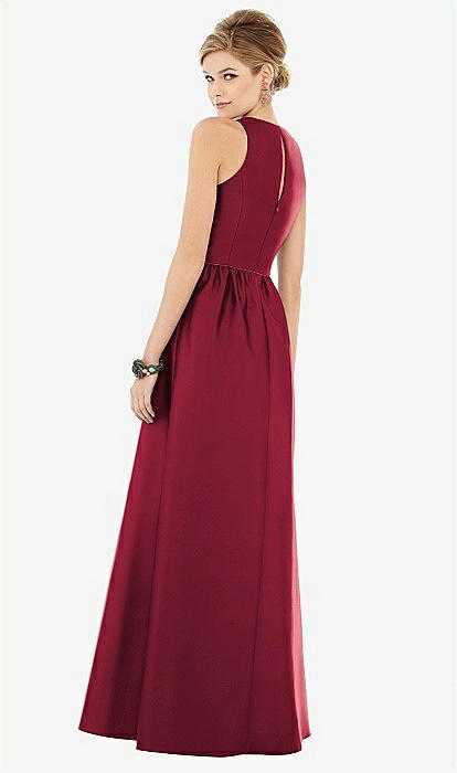 Sleeveless Keyhole Back Satin Maxi Bridesmaid Dress In Sleeveless Keyhole Back Satin Maxi Bridesmaid Dress In