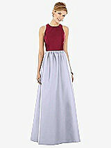 Front View Thumbnail - Silver Dove & Burgundy Sleeveless Keyhole Back Satin Maxi Dress