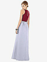 Rear View Thumbnail - Silver Dove & Burgundy Sleeveless Keyhole Back Satin Maxi Dress