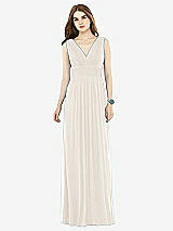 Front View Thumbnail - Ivory Natural Waist Sleeveless Shirred Skirt Dress