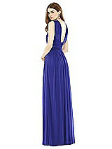 Rear View Thumbnail - Electric Blue Maxi Chiffon Knit Halter Neck Dress