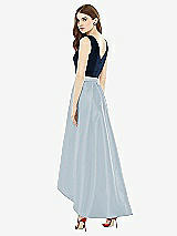Rear View Thumbnail - Mist & Midnight Navy Sleeveless Pleated Skirt High Low Dress with Pockets