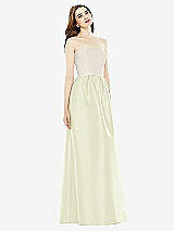 Front View Thumbnail - Butter Yellow & Ivory Full Length Strapless Satin Twill dress with Pockets