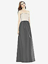 Front View Thumbnail - Gunmetal & Ivory Full Length Strapless Satin Twill dress with Pockets