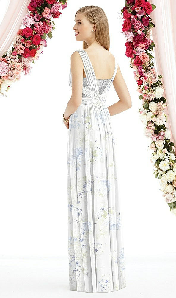 Back View - Bleu Garden & Metallic Silver After Six Bridesmaid Dress 6741