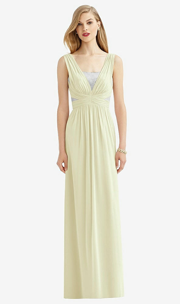 Front View - Butter Yellow & Metallic Silver After Six Bridesmaid Dress 6741