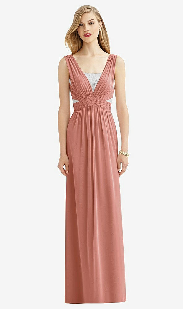 Front View - Desert Rose & Metallic Silver After Six Bridesmaid Dress 6741