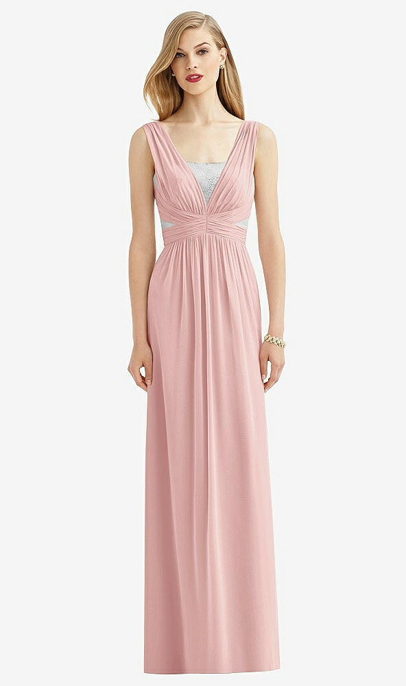 Front View - Rose & Metallic Silver After Six Bridesmaid Dress 6741