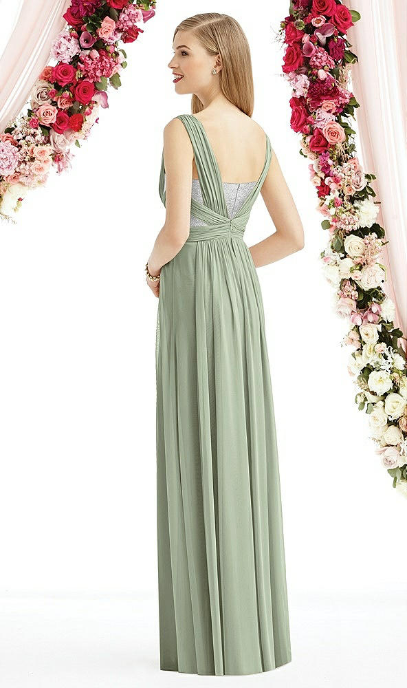 Back View - Sage & Metallic Silver After Six Bridesmaid Dress 6741