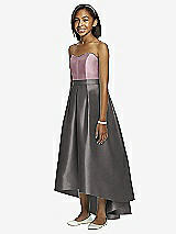 Front View Thumbnail - Caviar Gray & Dusty Rose Dessy Collection Junior Bridesmaid JR533