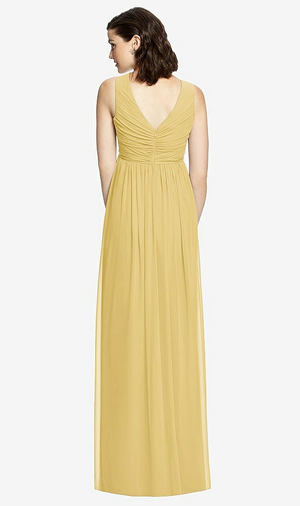 Back View - Maize  Sleeveless Shirred Skirt Maternity Dress