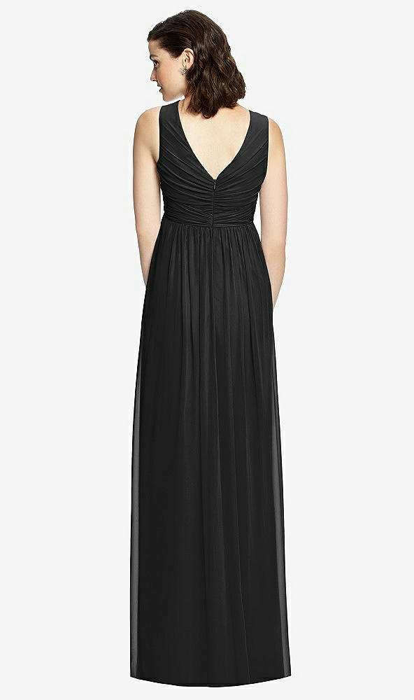 Back View - Black  Sleeveless Shirred Skirt Maternity Dress