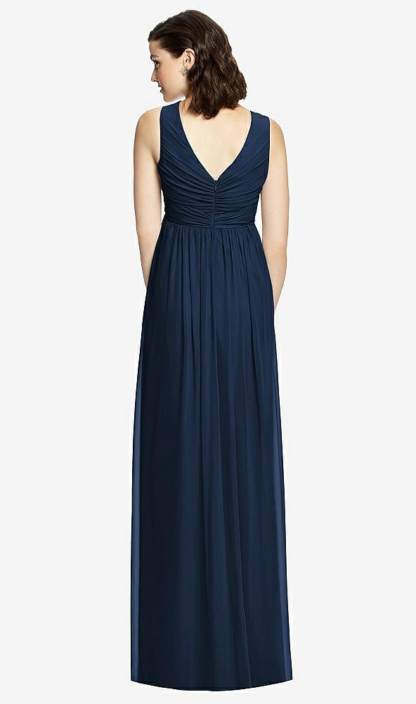 Back View - Midnight Navy  Sleeveless Shirred Skirt Maternity Dress