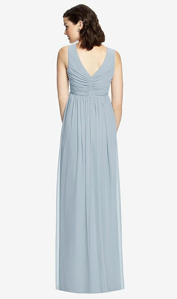 Back View - Mist  Sleeveless Shirred Skirt Maternity Dress