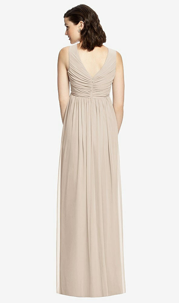 Back View - Nude Gray  Sleeveless Shirred Skirt Maternity Dress
