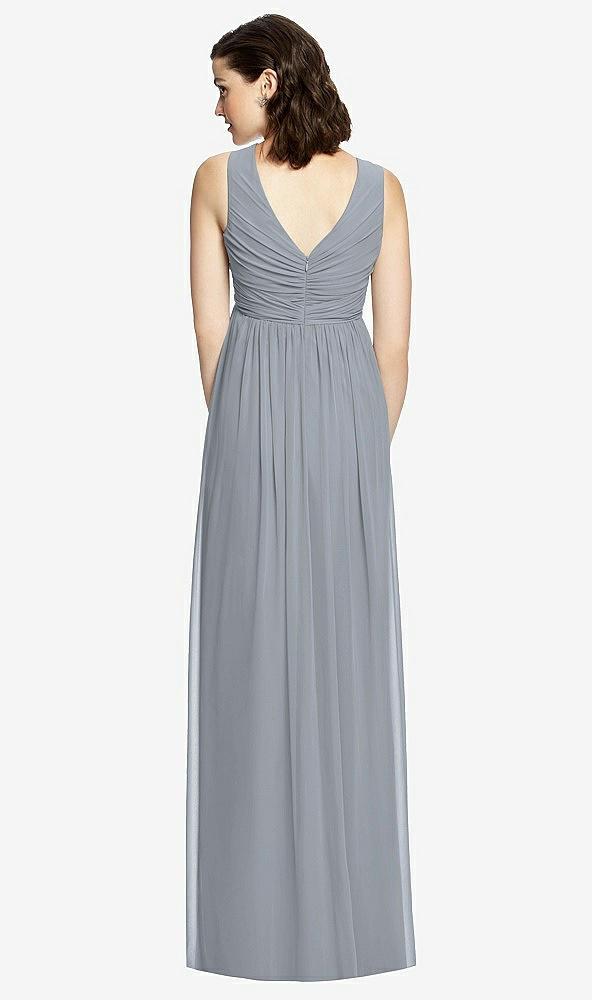Back View - Platinum  Sleeveless Shirred Skirt Maternity Dress