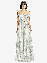Alt View 1 Thumbnail - Bleu Garden Off-the-Shoulder Draped Chiffon Maxi Dress