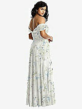 Rear View Thumbnail - Bleu Garden Off-the-Shoulder Draped Chiffon Maxi Dress