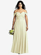 Front View Thumbnail - Butter Yellow Off-the-Shoulder Draped Chiffon Maxi Dress