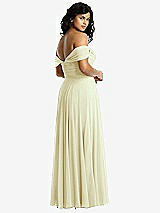 Rear View Thumbnail - Butter Yellow Off-the-Shoulder Draped Chiffon Maxi Dress