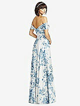 Alt View 2 Thumbnail - Cottage Rose Dusk Blue Off-the-Shoulder Draped Chiffon Maxi Dress