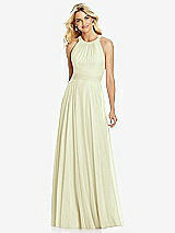 Front View Thumbnail - Butter Yellow Cross Strap Open-Back Halter Maxi Dress